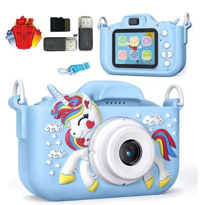 1080P高清迷你数码相机，2.0英寸屏幕，硅胶保护套，附赠存储卡，户外摄影相机，圣诞节/生日礼物，150mAh电池