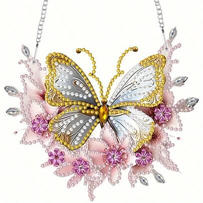 DIY Butterfly Themed Craft Kit - Handmade 5D Diamond Art Pendant Set, Unique Gemstone Shapes, Exquisite Home Decor Accents