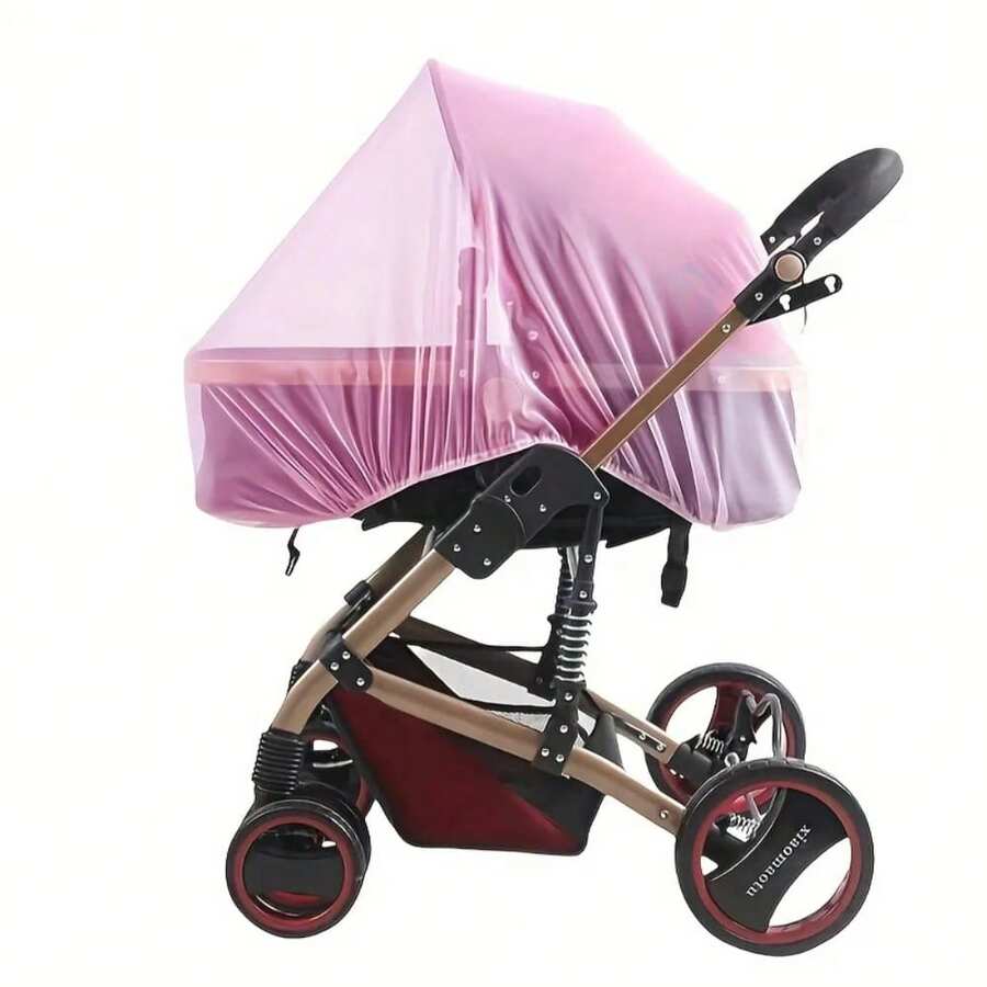Stroller Mosquito Net: Full Coverage, With Dense Mesh For Enhanced Insect Protection, Polyester Outdoor Mosquito Net For Strollers - Rose - View 1