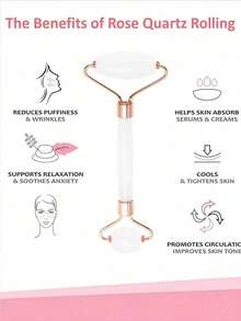 2 件面部刮痧按摩工具，包括 1 个双头按摩滚轮和 1 个心形刮痧板，有助于通过面部按摩减少浮肿、镇静和提拉皮肤（由 ABS 塑料制成） - 白色 - 查看 2