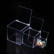 1 pieza/6 piezas/8 piezas Caja cuadrada de plástico transparente de acrílico, caja de exhibición de empaque resistente - transparente - Ver 4