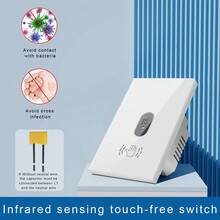 Interruptor inteligente con sensor de infrarrojos - Opciones con y sin WiFi, panel de vidrio templado, control con un gesto de la mano, compatible con Alexa/Smart Home/Tuya, control remoto y programación a través de la aplicación, apto para LED/incandescente de hasta 400W, no requiere cable neutro, material ignífugo de PC - Multicolor - Ver 14