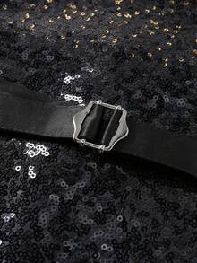 Men's Gradient Sequin Vest, Nightclub Bar Front Desk Performance Formal Waistcoat - Gold - View 5