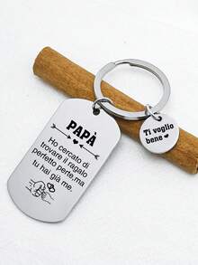 1pc Stainless Steel Keychain, Father's Day Gift For Dad, Exquisite Father's Day Gift Keychain - Multicolor New-1 - View 4