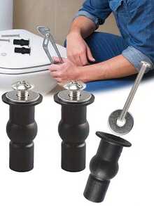 2/4pcs Stainless Steel Universal Toilet Seat Hinges Bolt Set, Includes Expansion Rubber Nuts And Blind Hole Threaded Inserts, Top Mount Hardware Replacement Kit - A - View 3