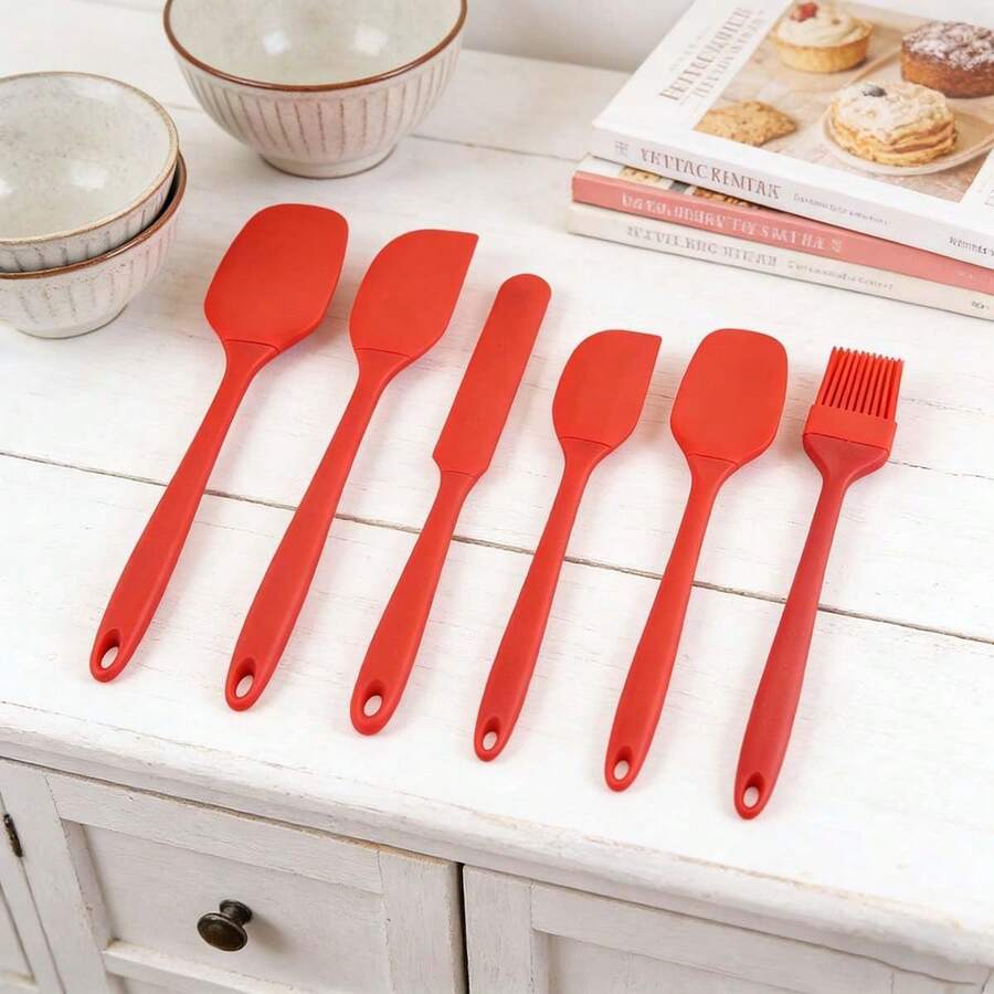 12pcs Rubber Scraper Set, Includes Silicone Bowl Scraper And Flat Baking Scraper Spoon, Suitable For Kitchen Use, Made Of Flexible Heat-Resistant Material, Meets Various Cooking Needs. - View 1