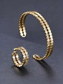 1 Bộ vòng tay và nhẫn hình tổ ong có thể điều chỉnh - Nhiều màu - Xem 1