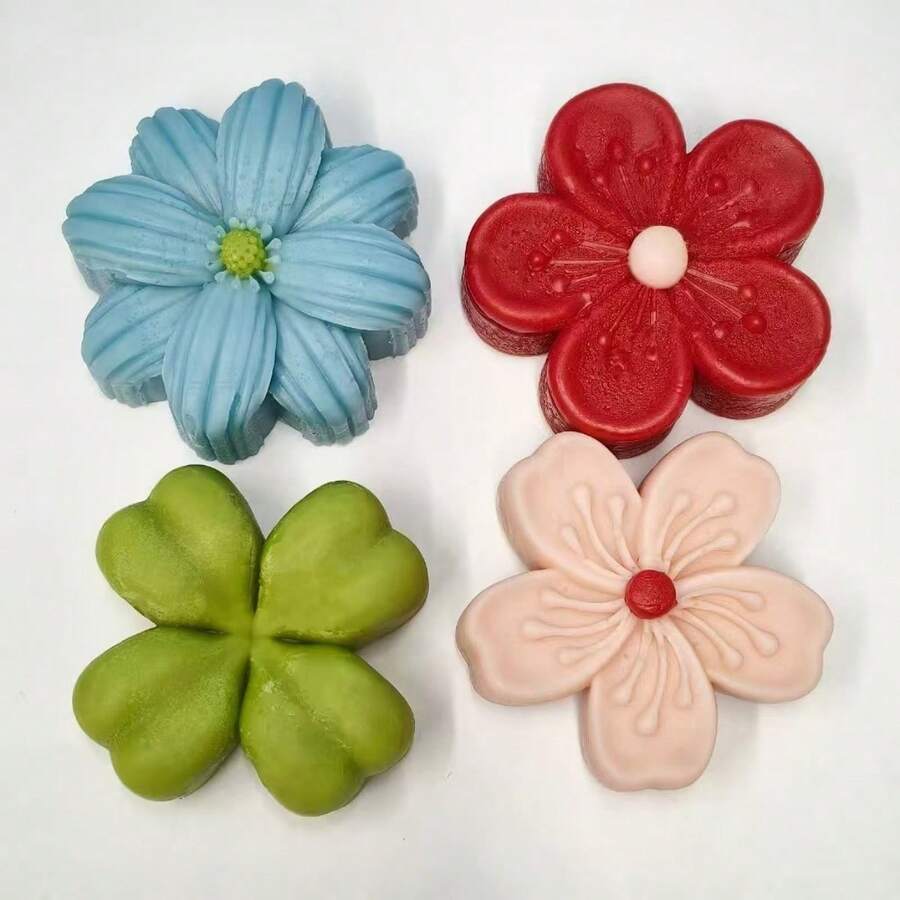 1pc Lucky Four-Leaf Clover, Cherry Blossom, Plum Blossom, Persian Flower Mold, Gypsum, Wax, Silicone Mold - White - View 1