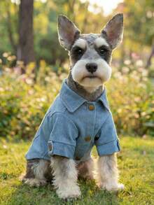 PETCIRCLE 1pc Cute Pet Jacket Coat For Small Dogs, Durable & Washable - Blue - View 2