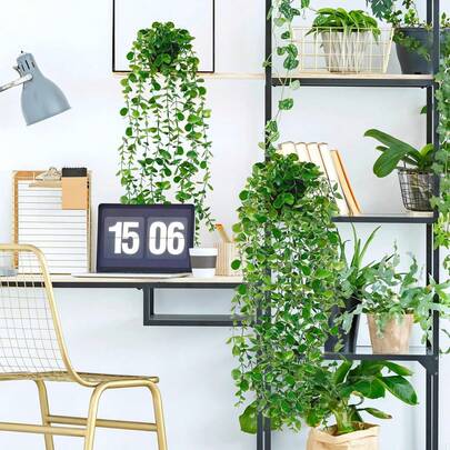 4pcs Artificial Hanging Green Fake Plants Decor, Suitable For Indoor/Outdoor, Office, Living Room, Bathroom Decoration