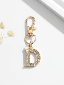 1pc Fashion European & American Unisex Minimalist Cute 26 English Letter Shape Keychain Pendant Accessory, Embedded With Rhinestones, Suitable For Men & Women Car Keys, Bags, Decoration And Holiday Gifts - Gold - View 21