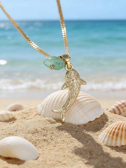 1pc Women's Fashionable Beach Ocean Theme Personalized Shark Pendant Necklace, Ideal Gift For Weddings, Engagements, Parties