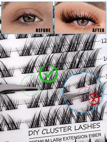 396/552/558/576片装 D型卷曲枫叶形新款猫眼假睫毛，10-16毫米密度秋季枫叶假睫毛，DIY睫毛簇，自然妆效，超浓密，柔软，轻盈，可重复使用，分段式假睫毛 - 淺藍色 - 查看 6