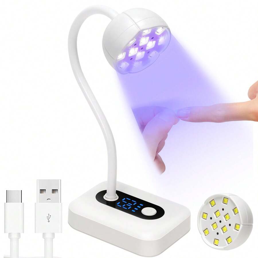 UV LED美甲灯迷你美甲烘干机无线美甲支架灯美甲360°可折叠美甲烘干灯紫外线美甲灯 - 白色 - 查看 1
