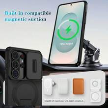 Galaxy S26 Ultra S26 Plus 5G S25 S24 S23 S24 FE S25 FE A16 A36 A56 A26 A15 A25 A35 A55 A17 A57 A37 手机壳，带支架，防摔，磁吸式无线充电保护套 - 黑色 - 查看 6