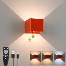 三色无线感应壁灯，带遥控器，4000mAh可充电电池供电，LED室内上下照射壁灯，亮度可调，适用于卧室、客厅、走廊、农舍等场所。 - 三色+遙控 - 查看 15