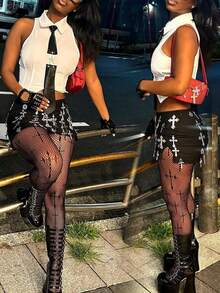 Women's Fishnet Stockings Sexy Tights Lace Pantyhose Pattern Leggings - Black - View 8