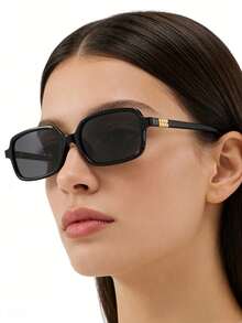 1 chiếc kính thời trang nữ gọng vuông nhỏ kiểu retro, họa tiết da báo, màu tối, thích hợp để đeo hàng ngày và chụp ảnh đường phố. - Nhiều màu - Xem 3