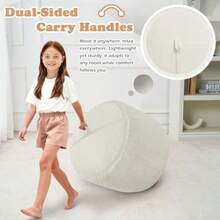 HABUTWAY - Puf de 2 pies con relleno de espuma viscoelástica cómodo puf con asa portátil bolsa de pana ultra suave para sala de estar recámara sin montaje color blanco - Blanco Whtie - Ver 7