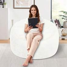 HABUTWAY - Puf grande de 3 pies con relleno de espuma viscoelástica terciopelo ultra suave con asa portátil y funda extraíble cómodo sofá para sala de estar sin montaje color blanco - Blanco Whtie - Ver 8