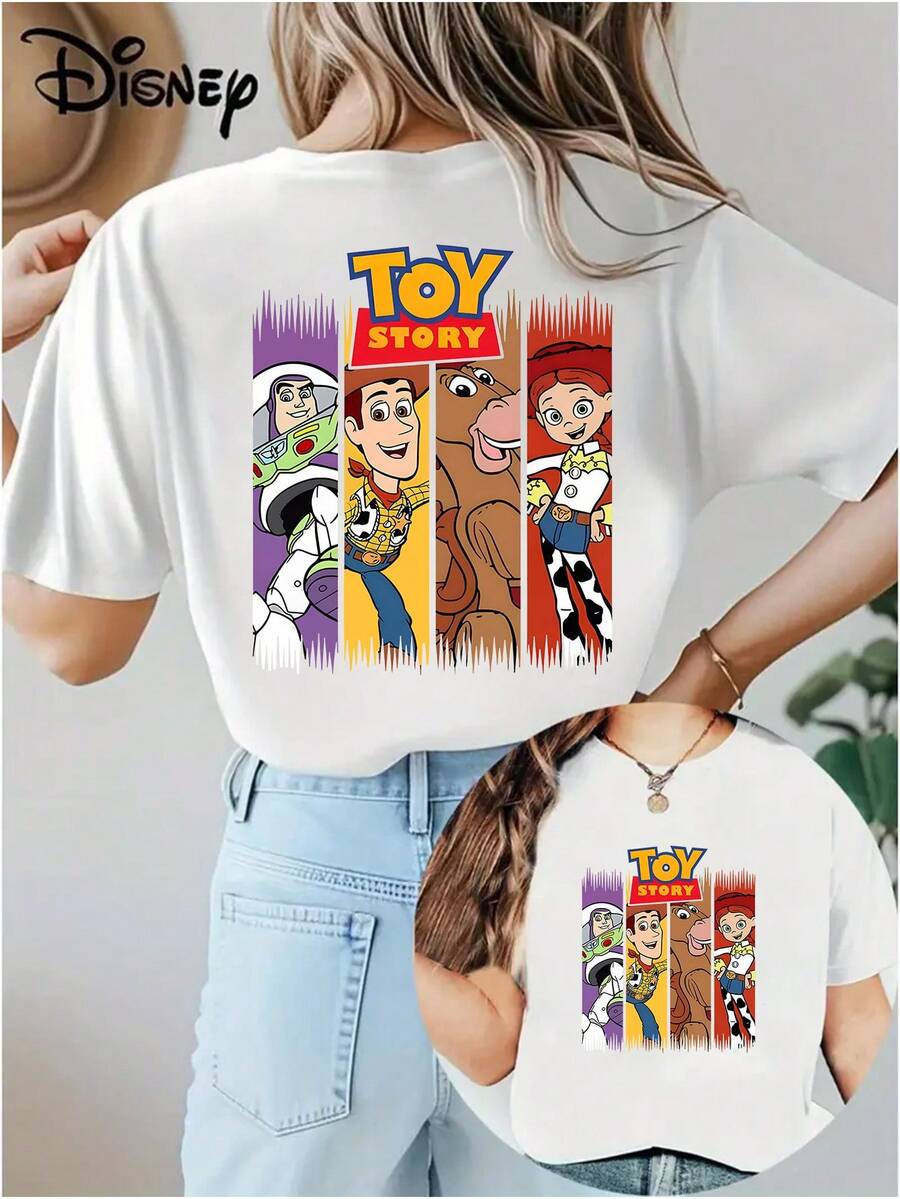 Disney Toy Story Printed Women'S Casual Wear, Stylish Short-Sleeve T-Shirt, Suitable For Spring And Summer Women'S Clothing - trắng - Xem 1
