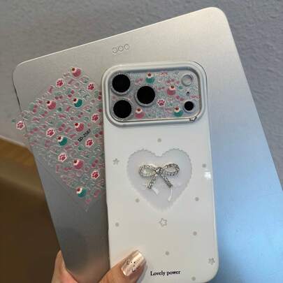Cartoon Fruit Cake Cat Claw Sticker+Transparent Camera Protective Film Scratch Resistant And Wear Resistant Suitable For IPhone 17 ProMax/17Pro Fashion Perfect Gift Camera Screen Protector Accessories Designed For Women, Protecting Lens, Lens Protective Cover, Lens Protective Film