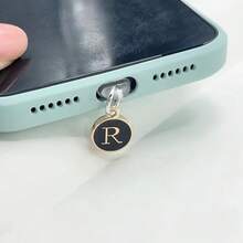 1个双面黑色26字母防尘手机塞/英文字母姓名首字母充电挂件/读卡器/兼容Type-C/Lightning（5-14）接口/情侣防尘塞 - 黑色 - 查看 39