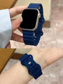 1条星空硅胶运动表带，兼容 42mm、38mm、40mm、41mm、44mm、45mm、46mm、49mm，时尚智能手表替换表带，适用于Series Ultra2、Ultra SE2、SE 11、10、9、8、7、6、5、4、3、2、1，男女通用 - 午夜藍 - 查看 8