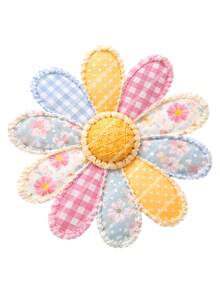 10-Inch Daisy Flower Patchwork Style Iron-On Transfer Patch, Suitable For T-Shirts, Sweatshirts, Fabric Decoration, Pillow Covers, Tote Bags And Garment Decoration, Durable Plastic Heat Transfer Sticker, Spring & Summer - One Size Fits All - View 5