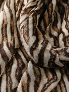 Women's Retro Niche Caramel Tone Zebra Print Scarf, Wild Style Thin Tassel Shawl, Fashion & Personalized - Rust - View 6