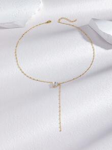 1件优雅简约水滴形锆石Y型项链，精致日常佩戴，也适合派对、毕业典礼等场合。 - 彩色 - 查看 3