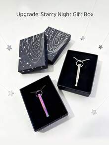 1件 幻彩紫色尖头冥想呼吸项链 - 男士减压饰品，舒缓心灵的礼物，耐用透明心理饰品，简约链条设计，抛光表面（款式随机发货） - 彩色 - 查看 2