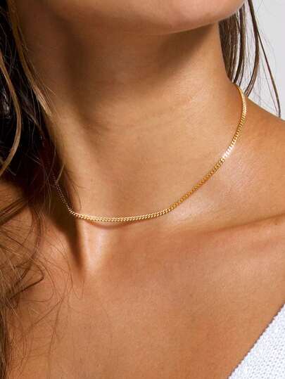 1条35+5厘米不锈钢金色颈链，精致细金链，链项链，适合女性日常佩戴