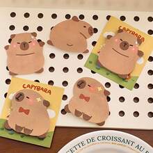 4pcs/Set Cute Cartoon Capybara Self-Adhesive Memo Pad, Office Supplies > Daily Office Supplies > Office Paper > Notebooks & Sticky Notes - Multicolor - View 4