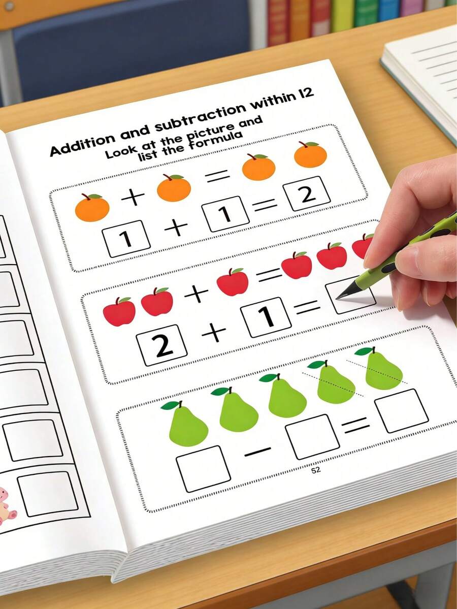 64-Page Digit Filling Workbook, Includes Elements Of Transportation, Forest Animals, Marine Animals And Fruits & Plants, Helpful For Parents/Educators To Quickly Identify, Suitable For Logical Thinking Training, Ideal For Pre-School Preparation. Entertaining Math Practice Book, Also Perfect For Holiday Gifts, Classroom Learning And Creative Games. Durable Paper, Vivid And Interesting Illustrations. - Multicolor - View 1