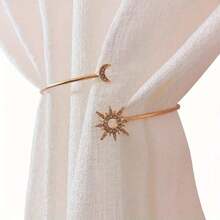 1pc Minimalist Gold Sun & Moon Rhinestone Decor Adjustable Curtain Clip Rama Decoration Rama Gifts Birthday Graduation E-I-D-DCFV - Vàng - Xem 1