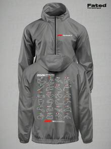 Grand Prix 2026 Date Circuits F1 Windbreaker Jacket - Lightweight Fit Fabric - Fated Racing - 鉛灰色 - 查看 1