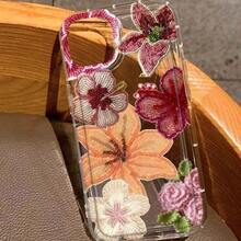 花朵图案单件装柔软防震手机壳，兼容苹果17/16/11/12/13/14/15/15Pro/15 Plus/15 Pro Max/7 Plus/8 Plus/X/Xs Max/Xr/11 Pro/12 Pro/13 Pro/14 Pro/12 mini/13 mini/17 Pro Max/12 Pro Max/13 Pro Max/14 Pro Max/14 Plus/6/6S/6 Plus/7/8/16 Pro/16 Plus/16 Pro Max/SE - 彩色 - 查看 2