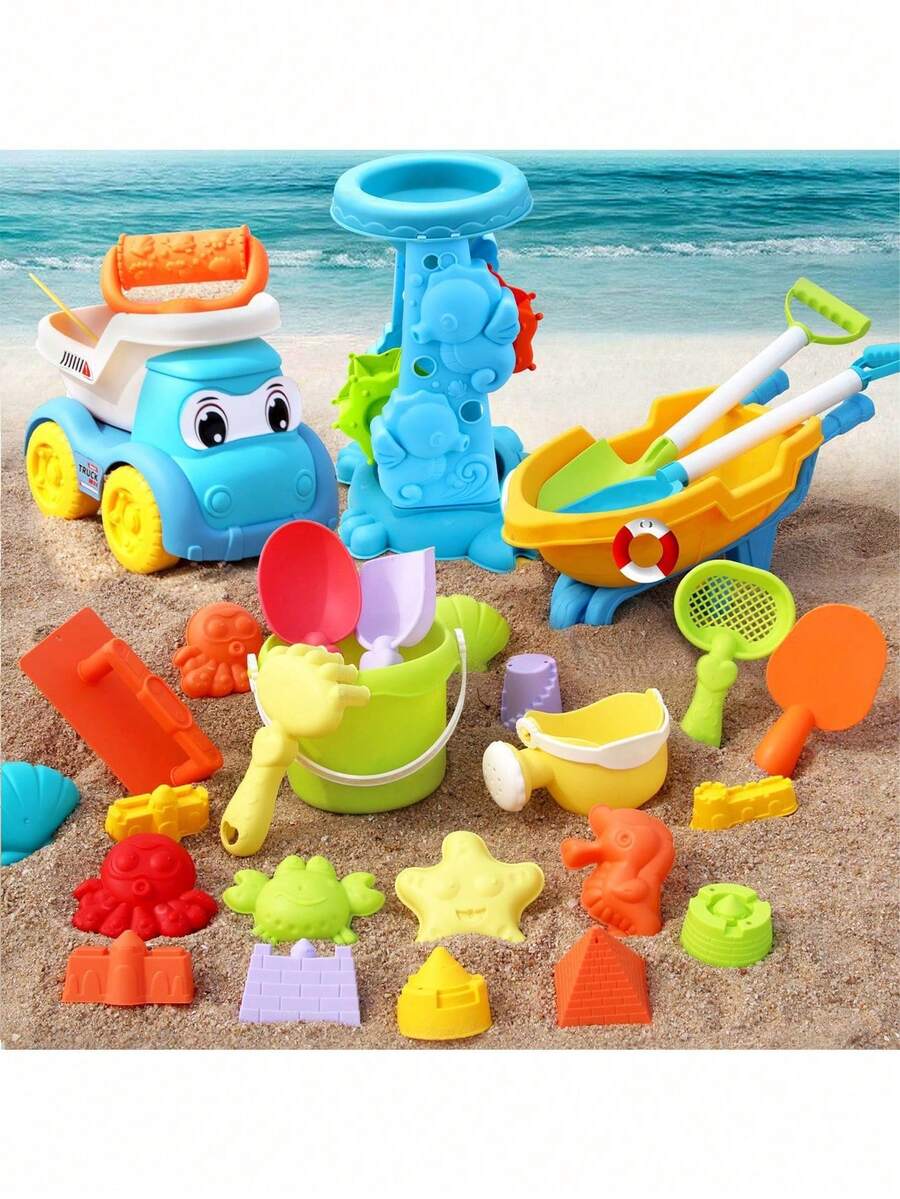 Beach Toy Set, Including Bucket, Shovel, Rake And Sand Molds, Suitable For Children's Summer Play, Random Accessory Colors, Baby Beach Toys, Children's Beach Essentials, Children's Outdoor Toys - Multicolor - View 1