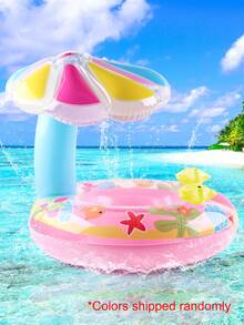 1pc Inflatable Sunshade Mushroom Seat Ring, Thicken Floating Ring Underarm - Life Buoy Swimming Ring For Pool And Floating On The Water - Pink - View 1