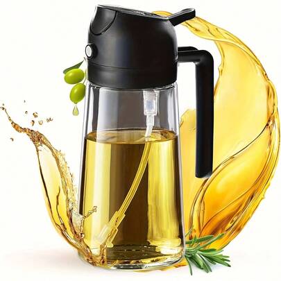 Versatile Oil Sprayer Dispenser With Dual Pour And Mist Functions Sleek Glass Olive Oil Bottle For Health-Conscious Cooks Heavy-Duty Cooking Oil Mister Perfect For Air Frying Vinegar Cruet Pourer Kitchen Gadgets Cooking Accessories BBQ Essentials Home Cooking Tools