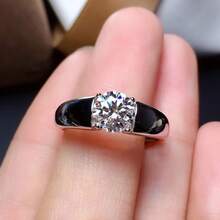 2 Carat VVSD Men's Moissanite Simple Ring, 925 Sterling Silver, Eternal Anniversary Ring, Luxury Jewelry Gift For Valentine's Day, Single Ring Style, Ideal Gift For Family And Friends - 銀色 - 查看 4