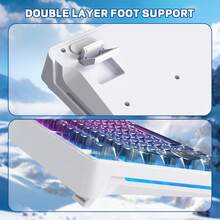 FREEWOLF M95 透明薄膜键盘，透明 PBT 键帽，有线游戏键盘，带侧边灯条，1680 万色 RGB 背光，94 个静音按键，机械手感，26 键无冲突，适用于 PC - 查看 9