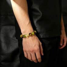 8mm Natural Tiger Eye & Citrine & Green Agate Beaded Bracelet, Bohemian Style, Menopausal Symptom Relief, Natural Gift, Casual Wear All Seasons - Multicolor - View 2