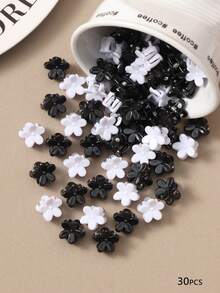 10/30/50 chiếc kẹp tóc hoa nhỏ màu đen trắng, kẹp tóc mái lệch tối giản dễ thương cho bé gái (màu ngẫu nhiên), kẹp tóc kiểu móng vuốt mùa hè đi biển, kẹp tóc du lịch. - Nhiều màu - Xem 7
