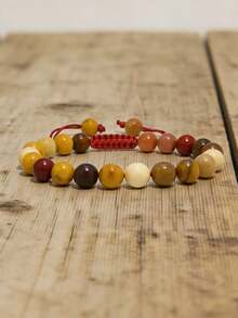 莫卡石碧玉手链 – 男女皆宜 – 时尚百搭 – 8毫米圆珠手链，用于精神疗愈、守护和传递正能量 - mookaite jasper - 查看 3
