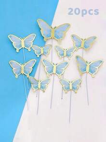 20 piezas Decoraciones de pastel de mariposa, Decoraciones 3D de papel de mariposa para cupcakes, Decoración de fiesta de cumpleaños y aniversario para mujeres, Pegatinas de pared de mariposa rosa y morada, Adecuado para boda, fiesta, cumpleaños, aniversario, fiesta temática, decoración, hogar, pastel, Día de la Madre - Multicolor - Ver 12