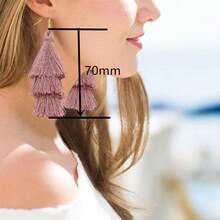 4pcs/Pack Polyester 4-Layer Ombre Tassel Pendant 80mm Colorblock Long Tassel Earrings For Women, Bohemian Multi-Layer Tassel Earrings, DIY Tassel Earring Accessories - Four Layers Of Tassels - View 11