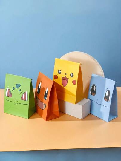 Màu ngẫu nhiên, 24 chiếc/12 chiếc/gói, Túi quà tặng, Túi giấy tote, Túi xách giấy Kraft, Thích hợp để đóng gói sản phẩm, quà tặng tiệc tùng, phụ kiện anime.