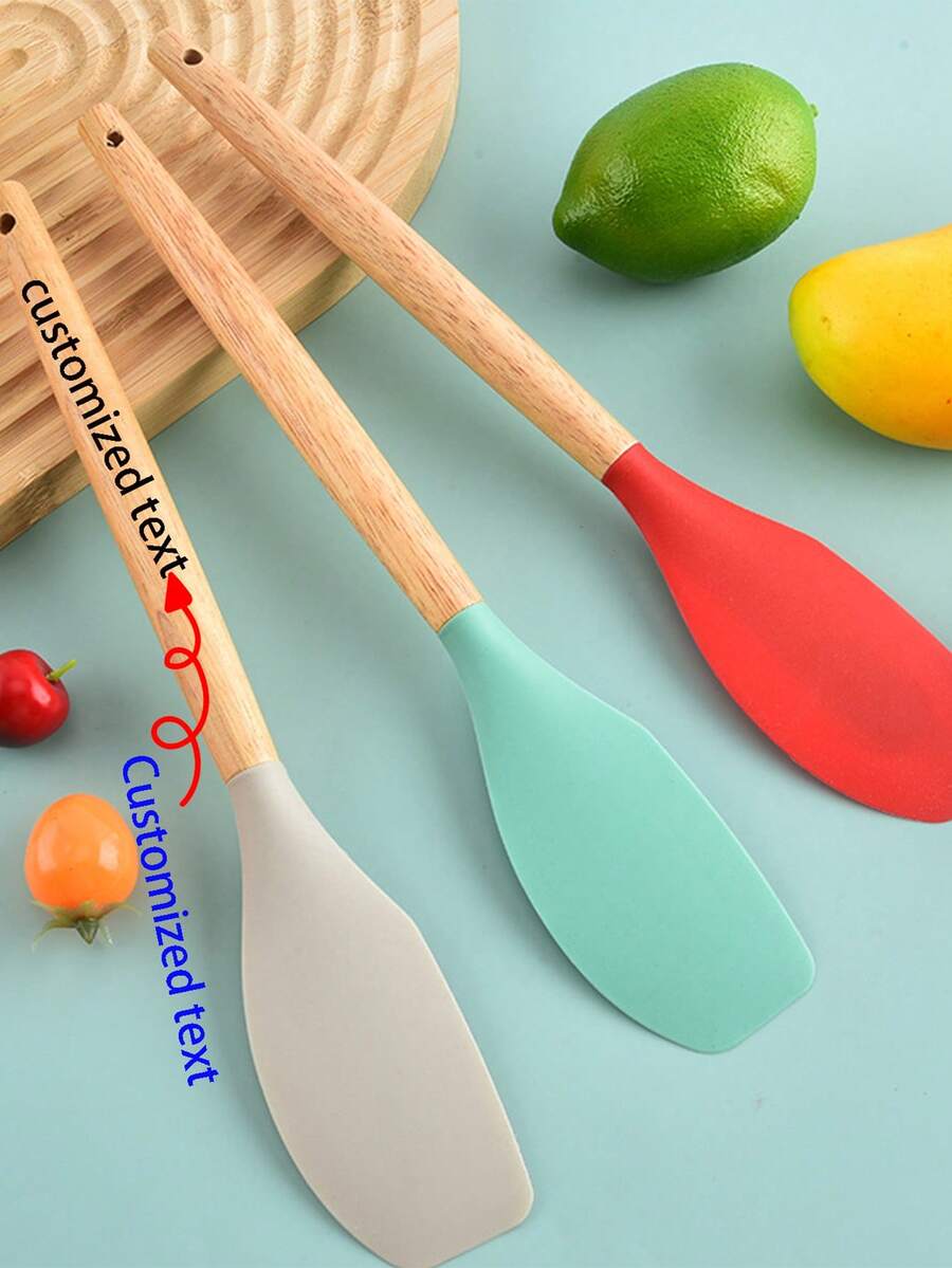 Espátula para crema de pastel con texto personalizado, rasqueta, utensilios de cocción resistentes al calor de silicona para la cocina - Multicolor - Ver 1